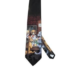 Ralph Marlin Dogs Playing Poker Tie Made USA Novelty Gambling Art Necktie